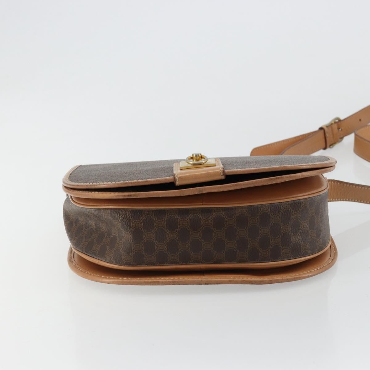 Celine Macadam Shoulder Bag Pvc Leather Brown Canvas Shoulder Bag Bag (Pre-Owned)