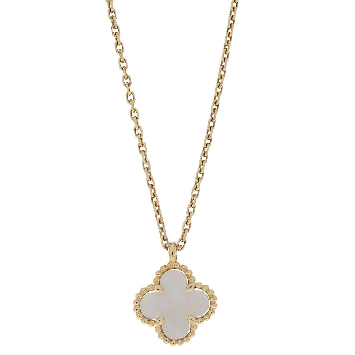 Van Cleef & Arpels Vintage Alhambra Pendant Necklace 18K Yellow Gold And Mother Of Pearl Gold Yellow_Gold Necklace Jewelry (Pre-Owned)