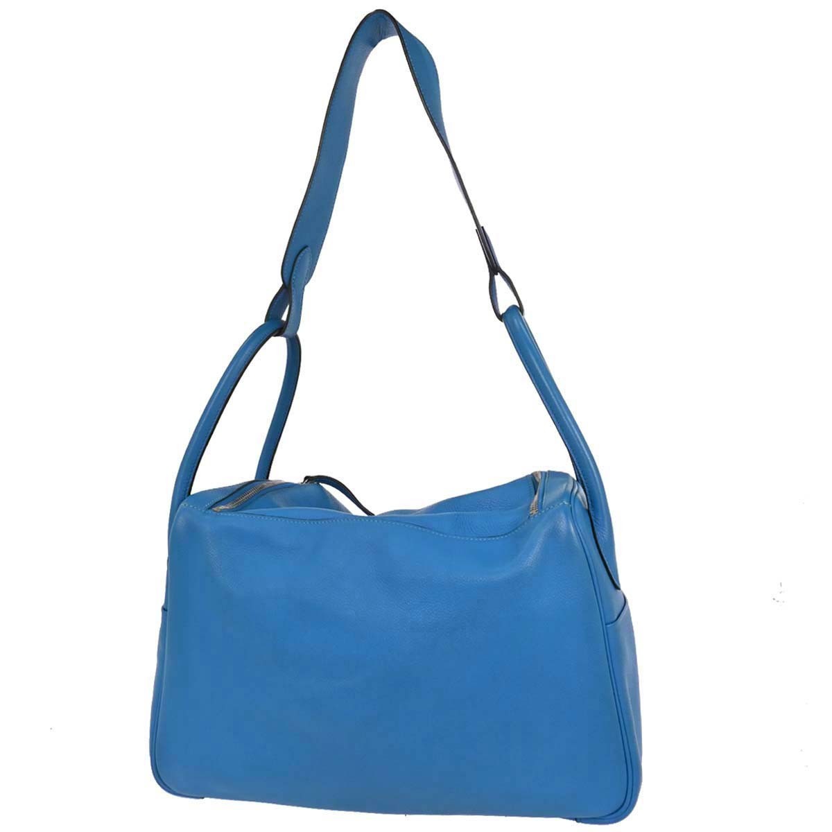 Hermes Lindy Bag Evercolor Blue Leather Shoulder Bag Bag (Pre-Owned)