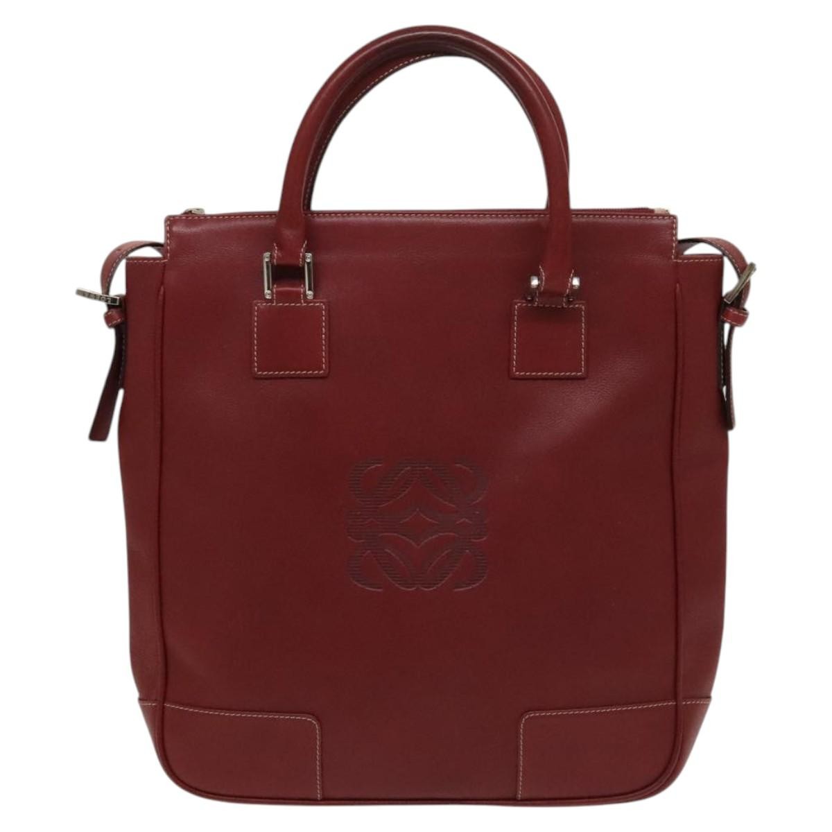 Loewe Vintage Anagram Tote Leather Burgundy Leather Tote Bag Bag (Pre-Owned)