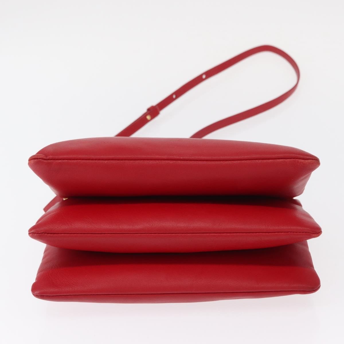 Celine Trio Crossbody Bag Leather Red Leather Shoulder Bag Bag (Pre-Owned)