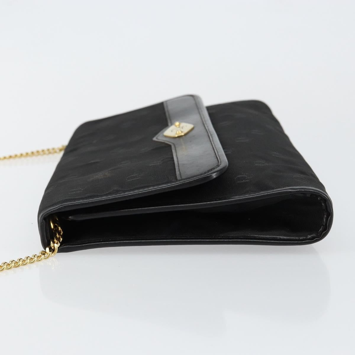 Christian Dior Vintage Cd Chain Flap Shoulder Bag Diorissimo Canvas Black Nylon Shoulder Bag Bag (Pre-Owned)
