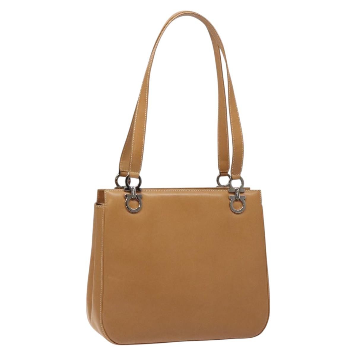 Salvatore Ferragamo Gancini Shoulder Bag Suede Brown Leather Shoulder Bag Bag (Pre-Owned)