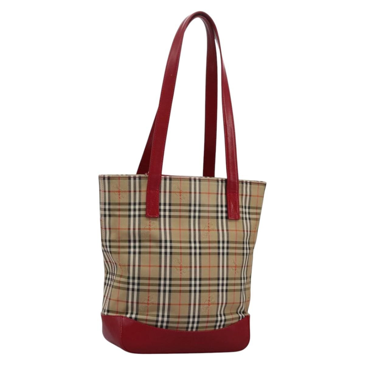 Burberry Nova Check Tote Canvas Check Pattern Beige Canvas Tote Bag Bag (Pre-Owned)