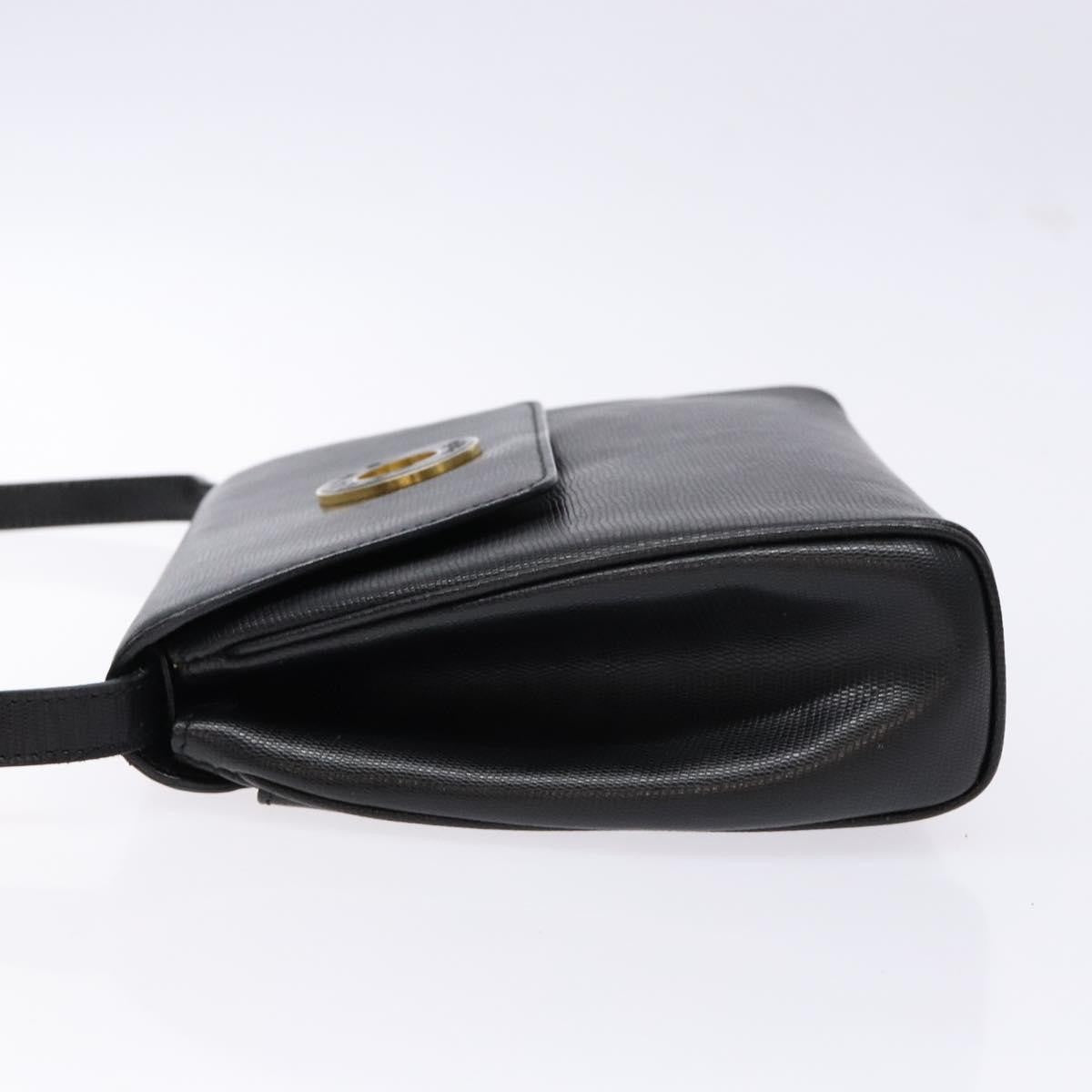 Celine Vintage Circle Logo Crossbody Bag Leather Black Leather Bag (Pre-Owned)