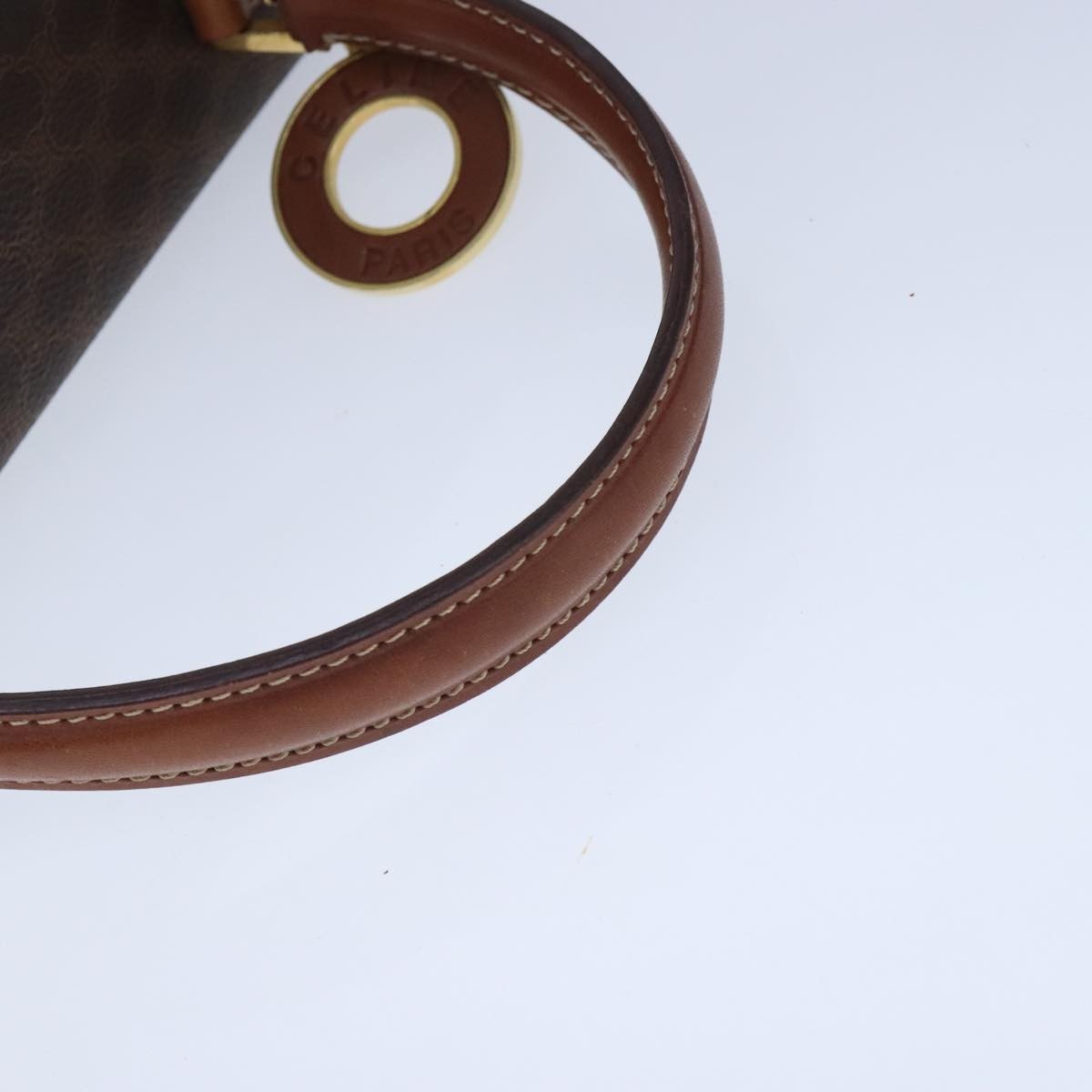 Celine Vintage Convertible Top Handle Bag Macadam Coated Canvas Brown Canvas Handbag (Pre-Owned)