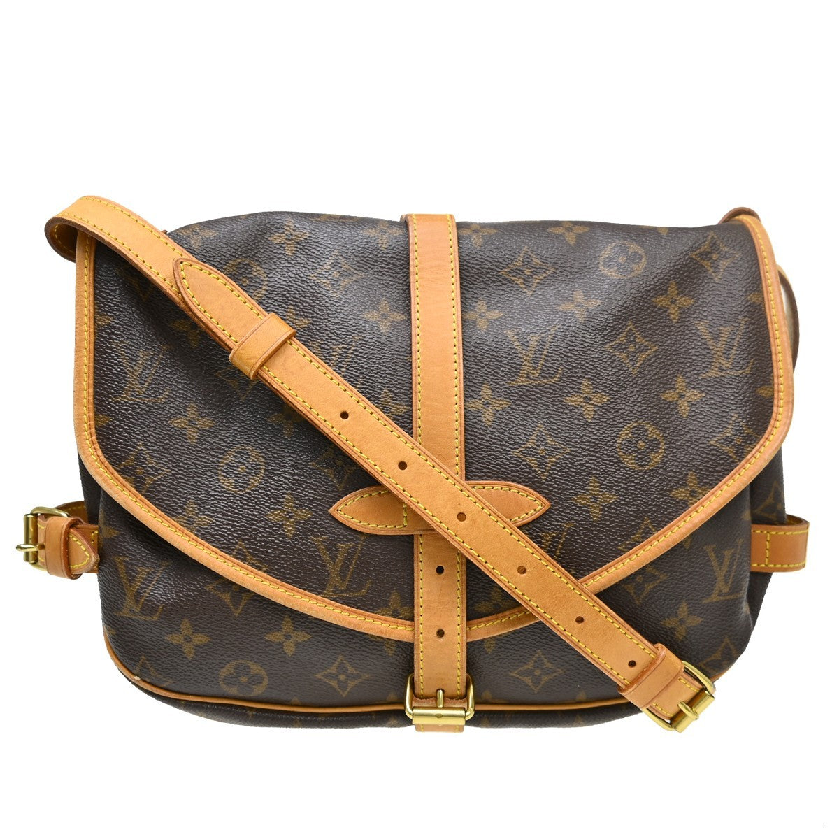 Louis Vuitton Saumur Handbag Monogram Canvas Brown Canvas Shoulder Bag Bag (Pre-Owned)