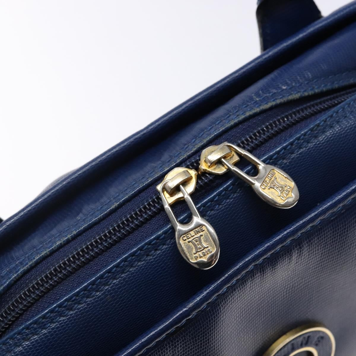 Celine Circle Logo Handbag Leather Blue Leather Bag (Pre-Owned)