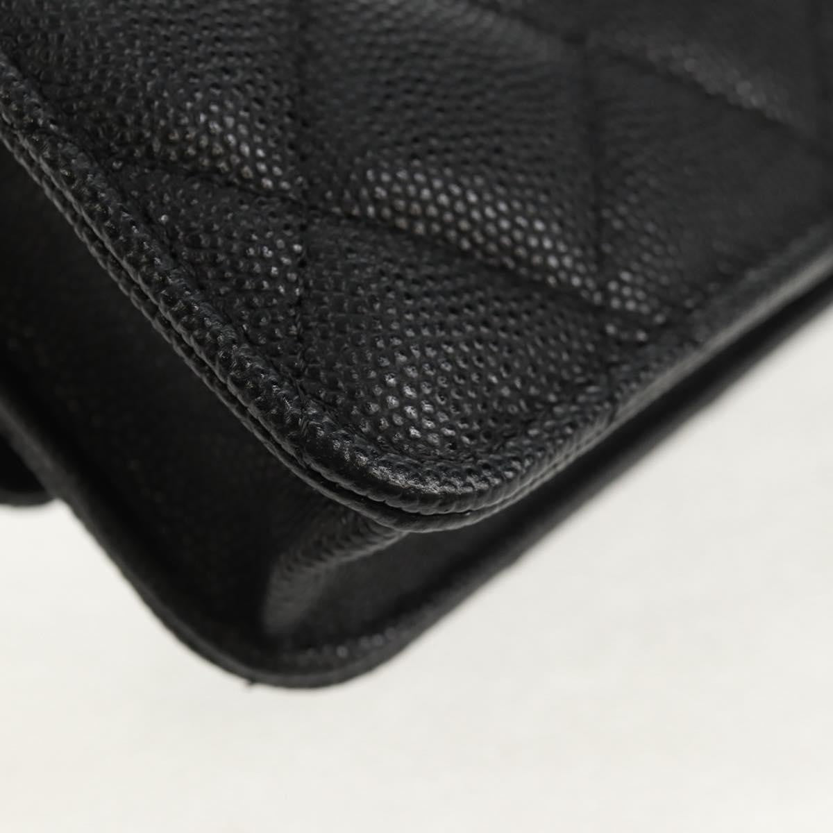 Chanel Classic Flap Clutch With Chain Quilted Caviar Black Leather Clutche & Pouche Bag (Pre-Owned)