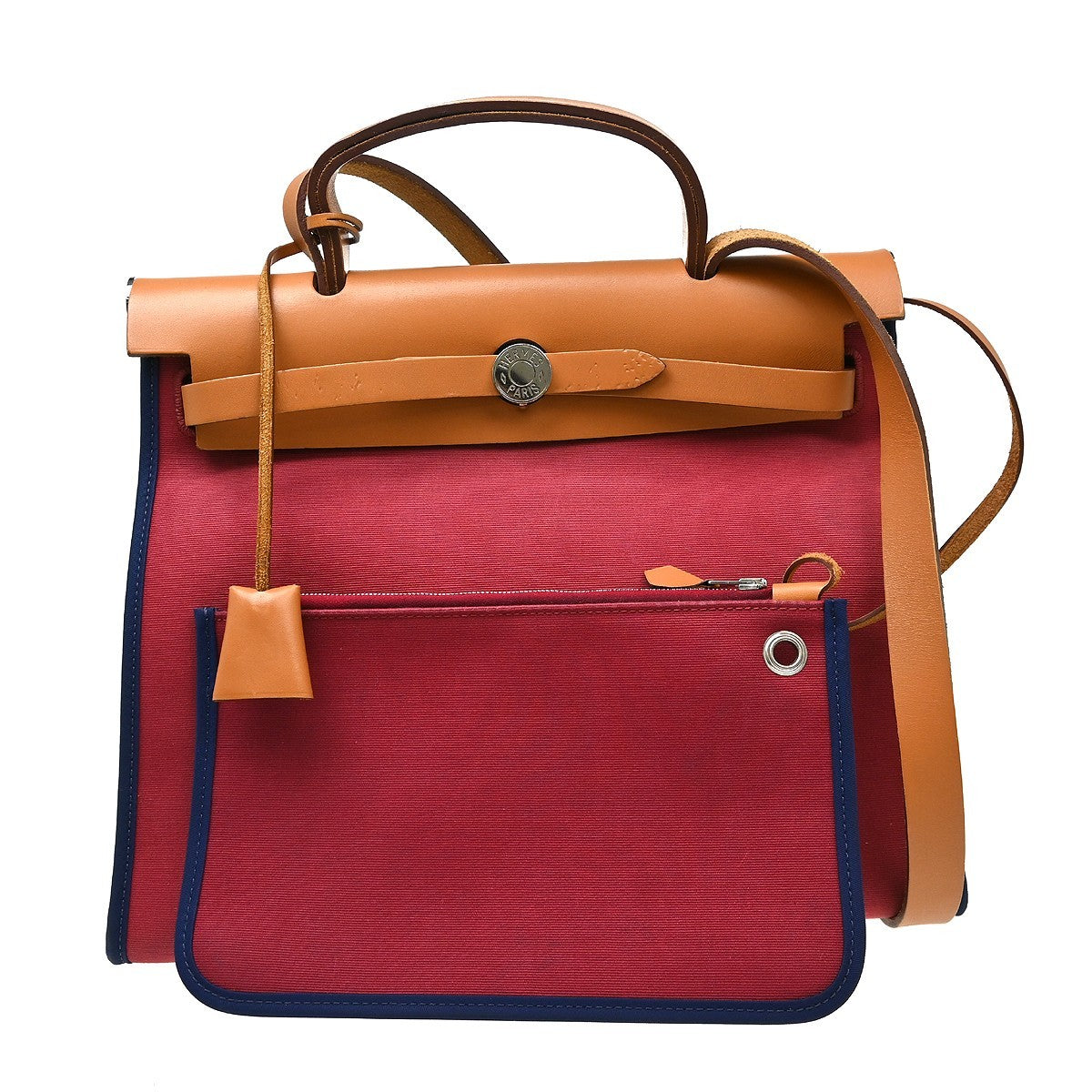 Hermes Herbag Zip Leather And Toile Multicolour Canvas Handbag (Pre-Owned)
