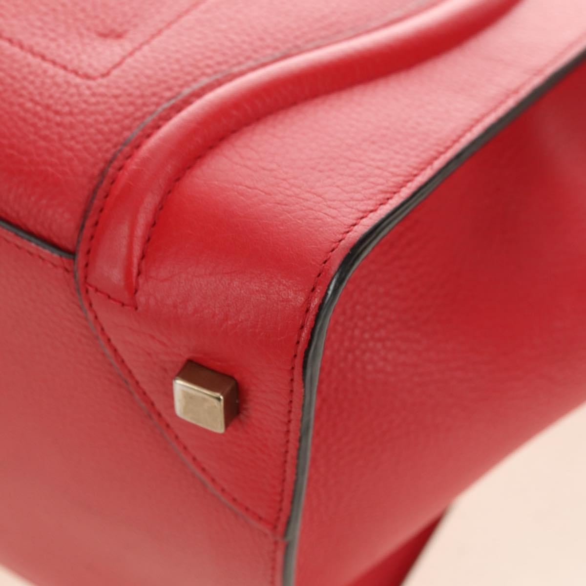 Celine Luggage Bag Grainy Leather Red Leather Handbag (Pre-Owned)