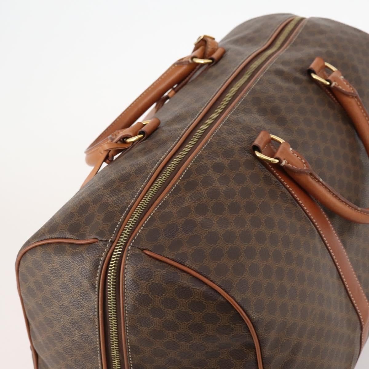 Celine Vintage Duffle Bag Canvas And Leather Brown Canvas Travel Bag Bag (Pre-Owned)