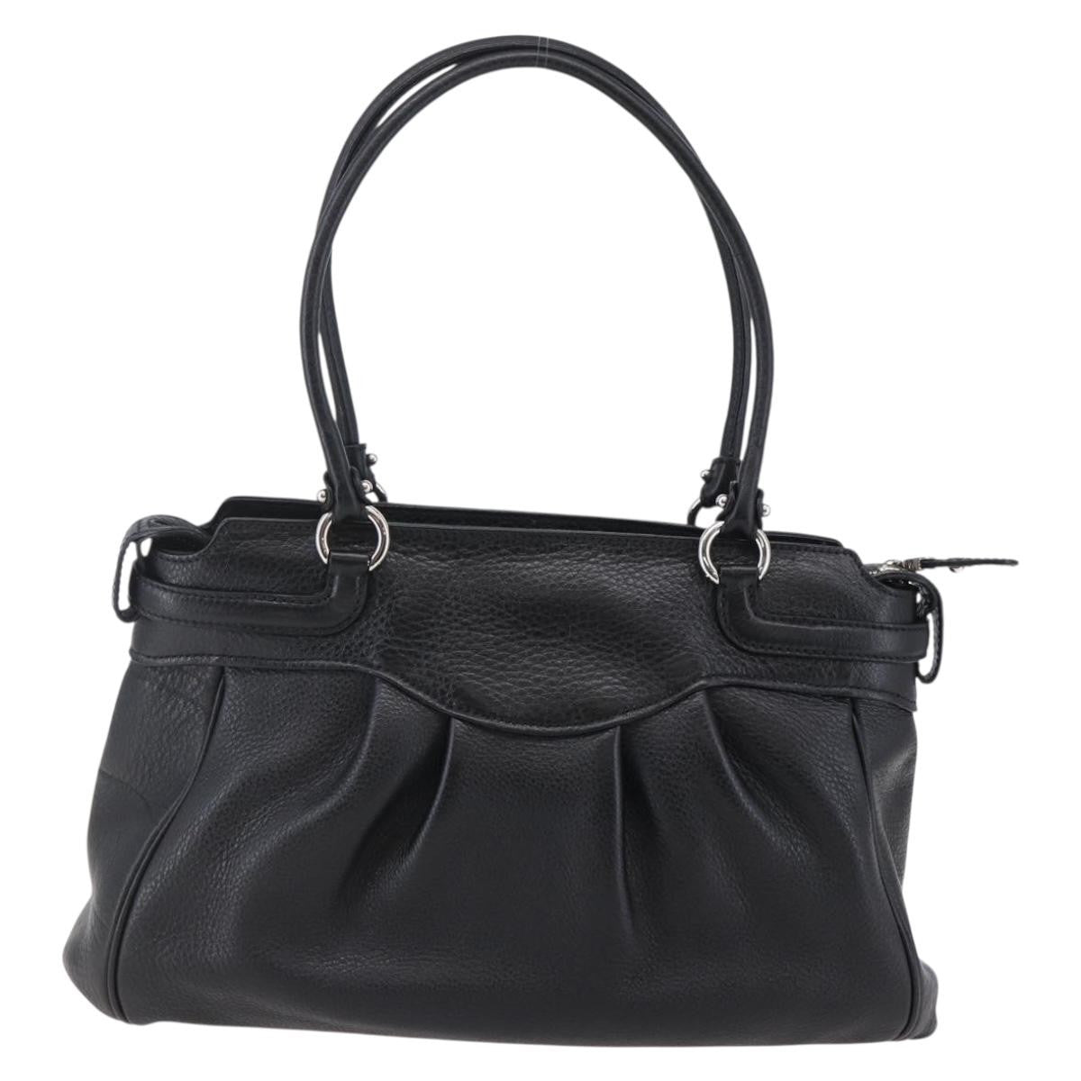 Salvatore Ferragamo Gancini Tote Leather Black Leather Tote Bag Bag (Pre-Owned)