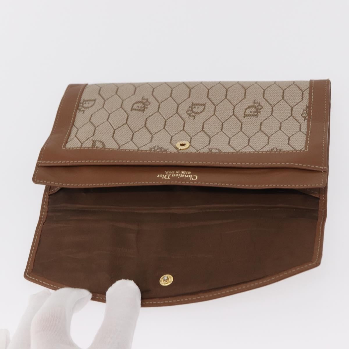 Christian Dior Vintage Honeycomb Flap Wallet Coated Canvas Beige Canvas Wallets Accessory (Pre-Owned)