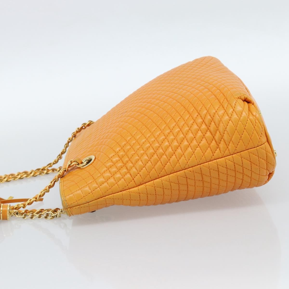 Bally Vintage Shoulder Bag Quilted Leather Orange Leather Shoulder Bag Bag (Pre-Owned)