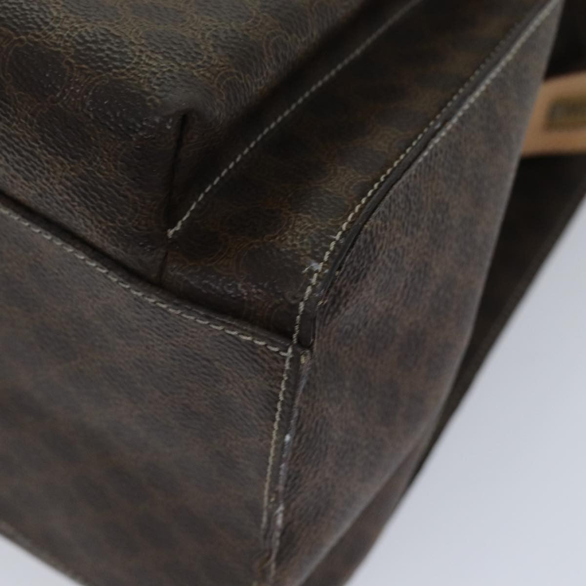 Celine Vintage Macadam Tote Bag Canvas And Leather Brown Canvas Tote Bag Bag (Pre-Owned)
