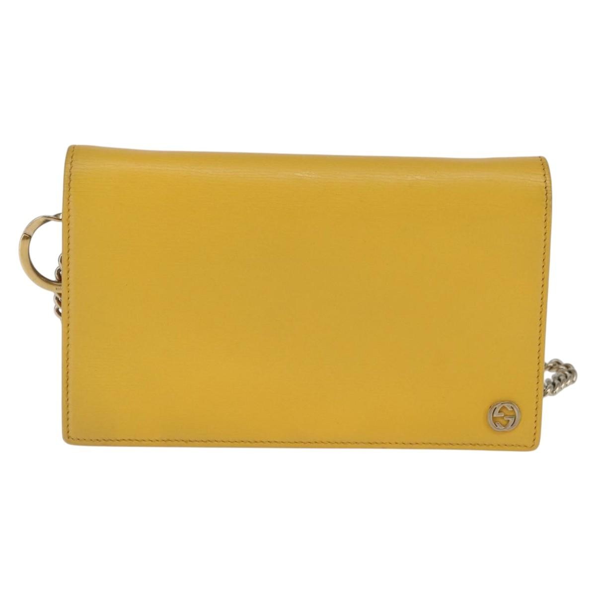 Gucci Betty Chain Wallet Leather Yellow Leather Clutche & Pouche Bag (Pre-Owned)