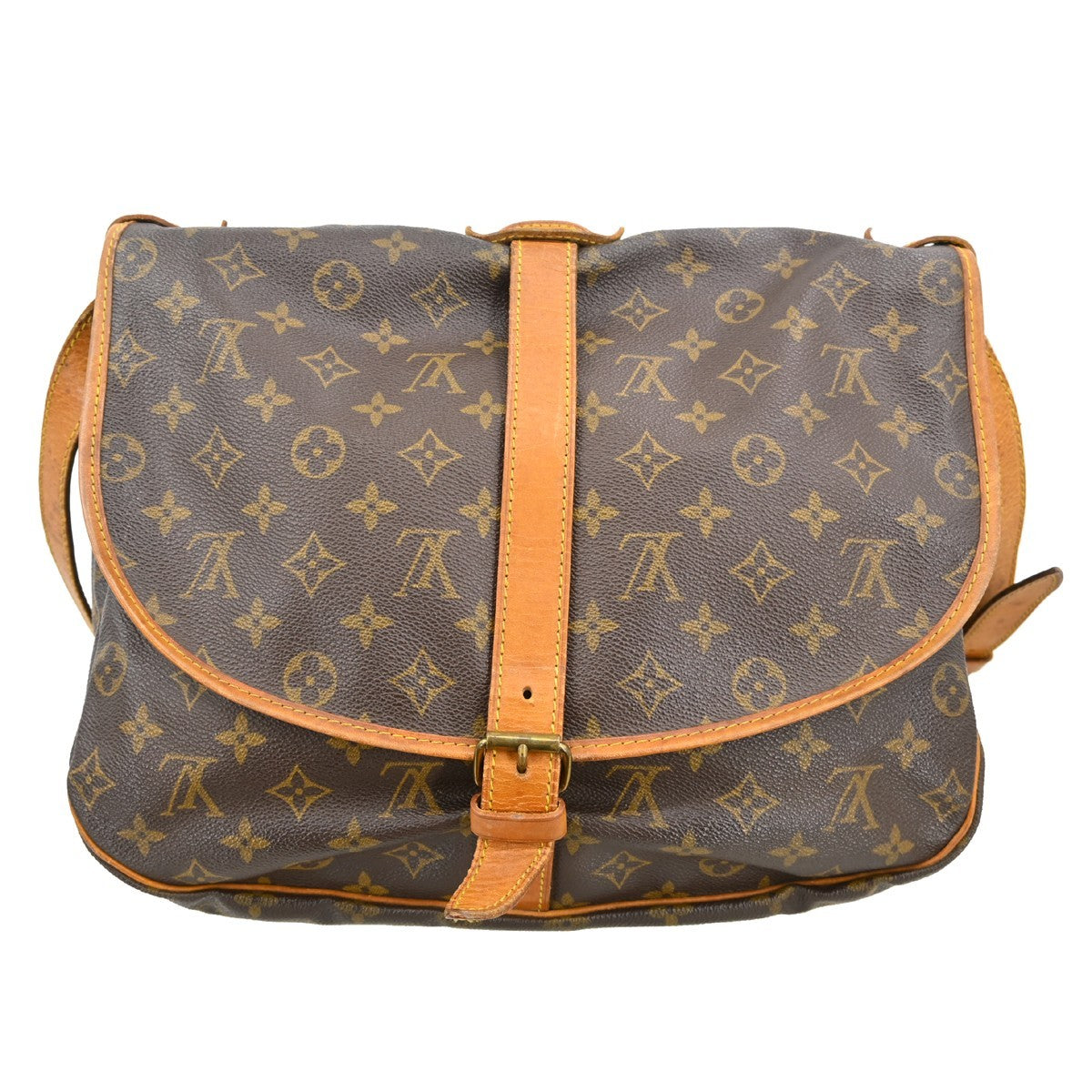 Louis Vuitton Saumur Handbag Monogram Canvas Brown Canvas Shoulder Bag Bag (Pre-Owned)