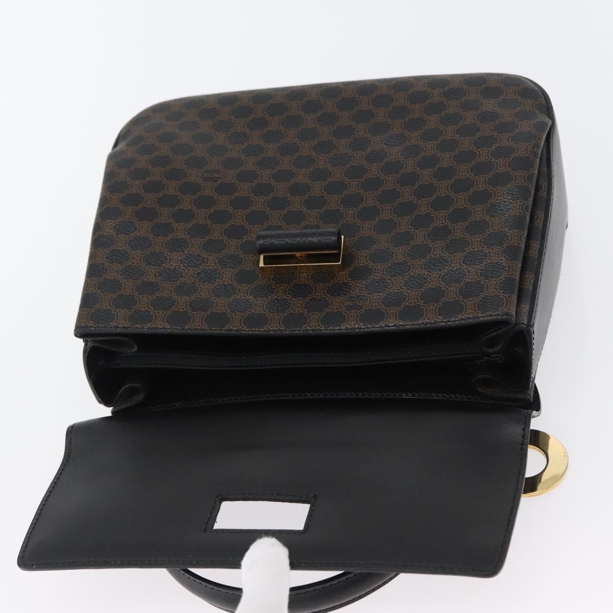 Celine Vintage Convertible Top Handle Bag Macadam Coated Canvas Black Canvas Handbag (Pre-Owned)