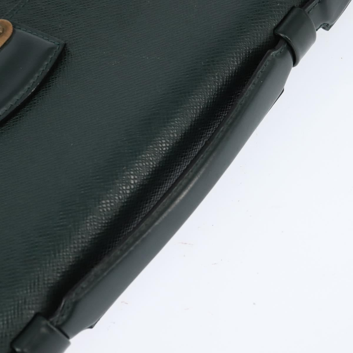 Louis Vuitton Serviette Kourad Briefcase Taiga Leather Green Leather Briefcase Bag (Pre-Owned)