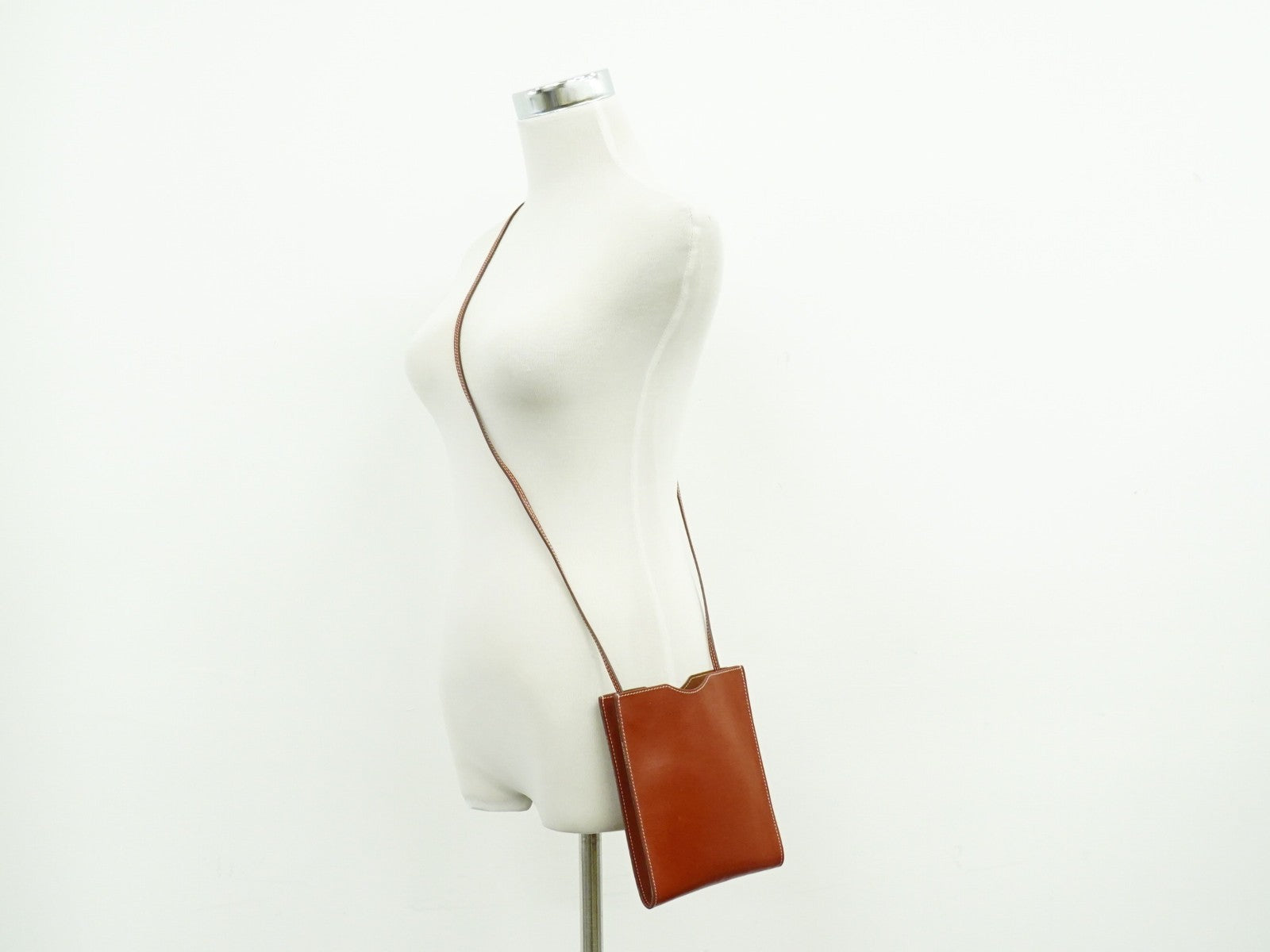 Hermes Onimaitou Pochette Box Calf Brown Leather Clutche & Pouche Bag (Pre-Owned)
