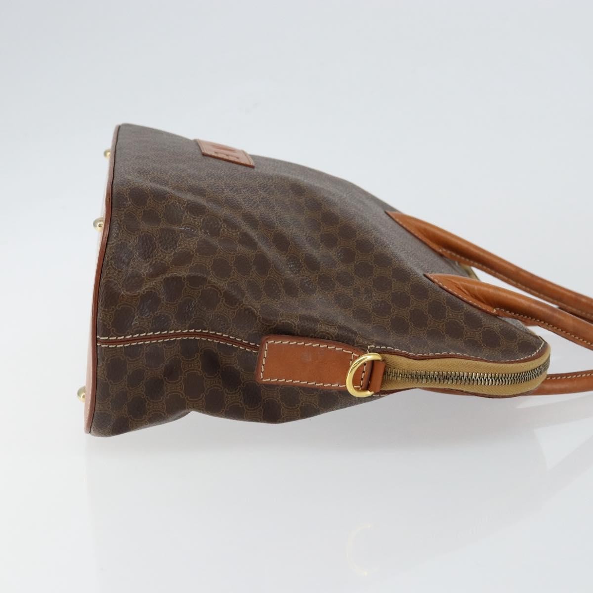 Celine Vintage Macadam Handbag Macadam Brown Canvas Bag (Pre-Owned)