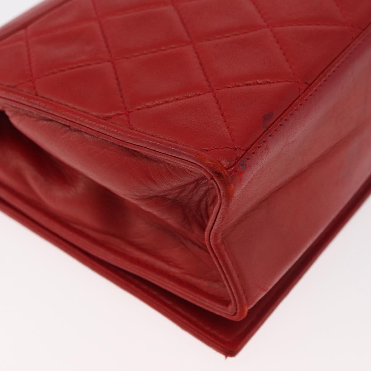 Chanel Vintage Cc Chain Full Flap Bag Quilted Leather Red Leather Shoulder Bag Bag (Pre-Owned)