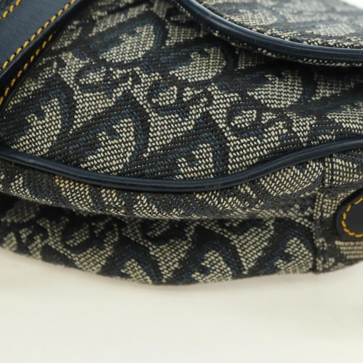 Christian Dior Saddle Handbag Oblique Canvas Navy Canvas Handbag (Pre-Owned)