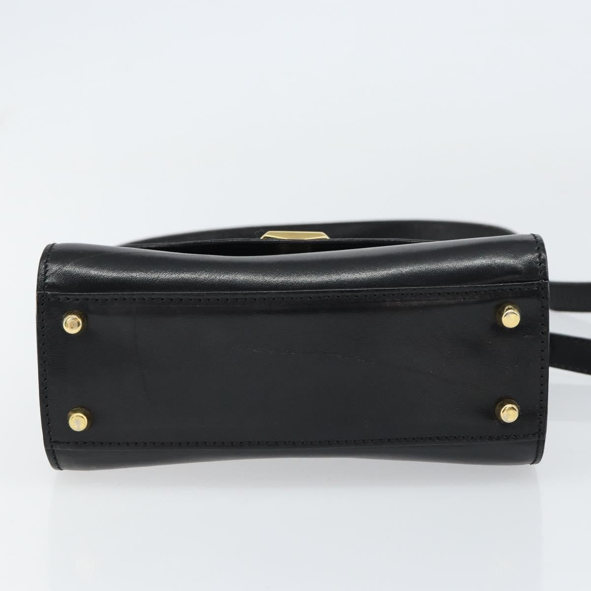 Bally Vintage Handbag Leather Black Leather Handbag (Pre-Owned)