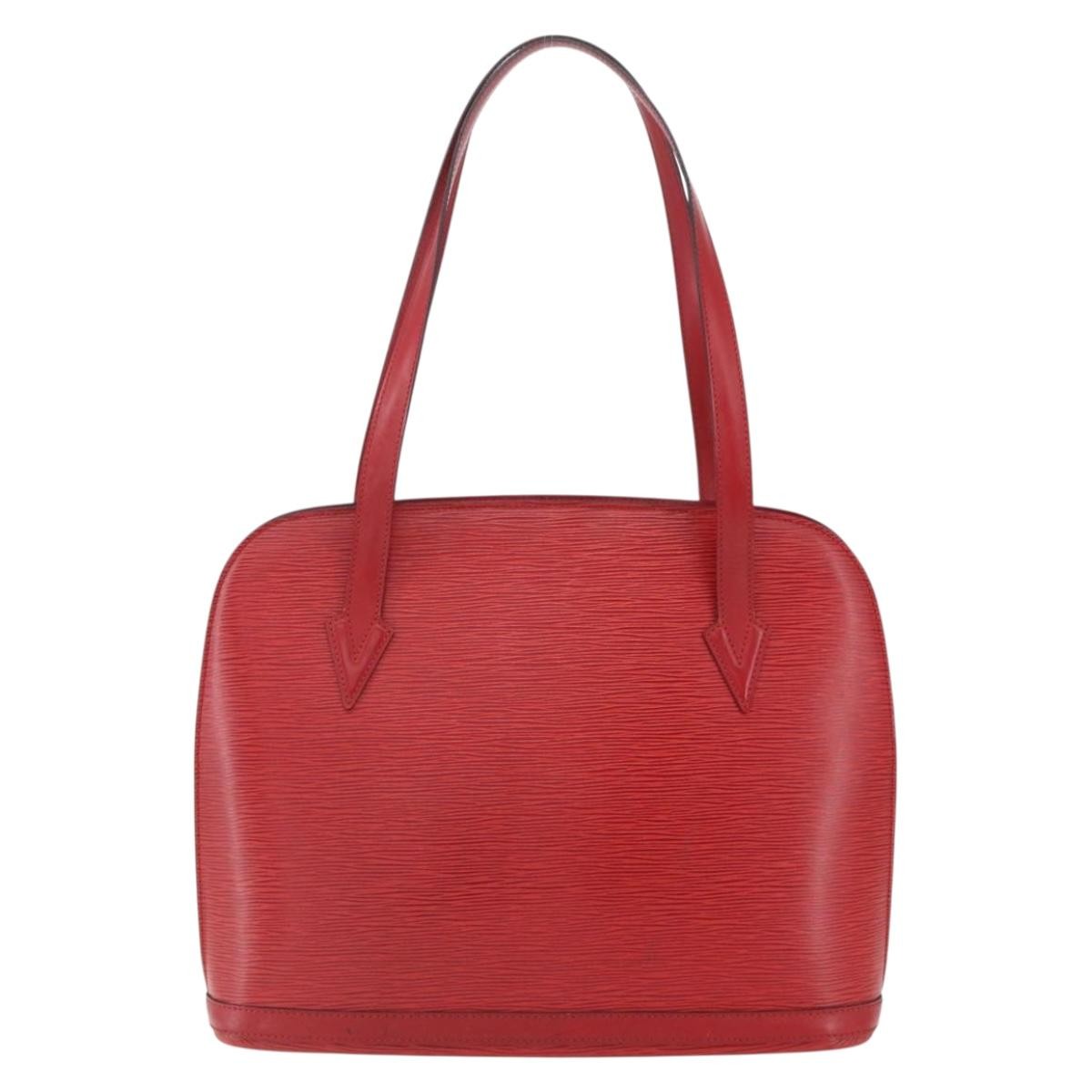 Louis Vuitton Lussac Handbag Epi Leather Red Leather Shoulder Bag Bag (Pre-Owned)