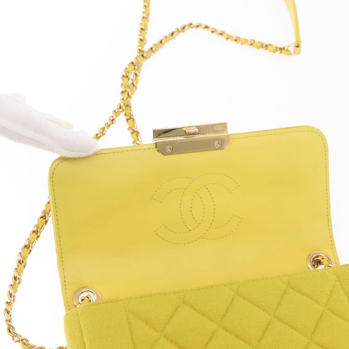 Chanel Chic With Me Flap Bag Quilted Jersey Yellow Cotton Shoulder Bag Bag (Pre-Owned)