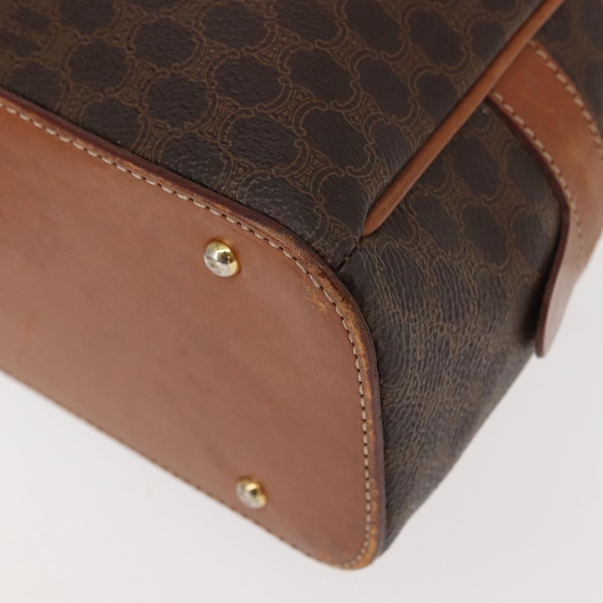 Celine Vintage Macadam Handbag Canvas And Leather Brown Canvas Handbag (Pre-Owned)