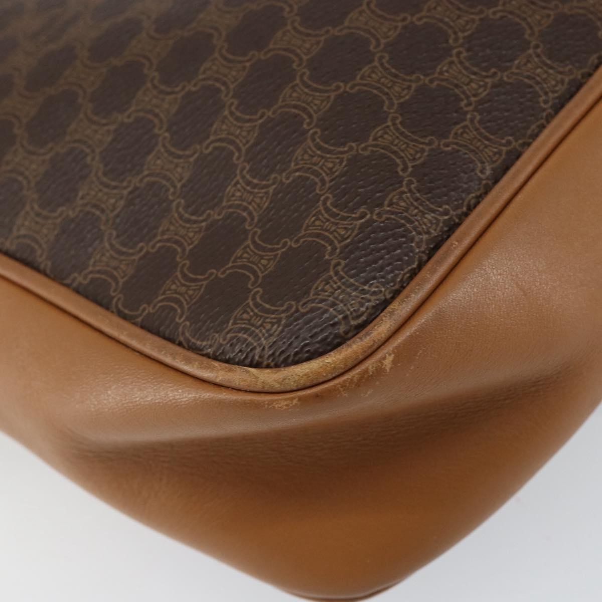 Celine Vintage Macadam Shoulder Bag Canvas And Leather Brown Canvas Shoulder Bag Bag (Pre-Owned)