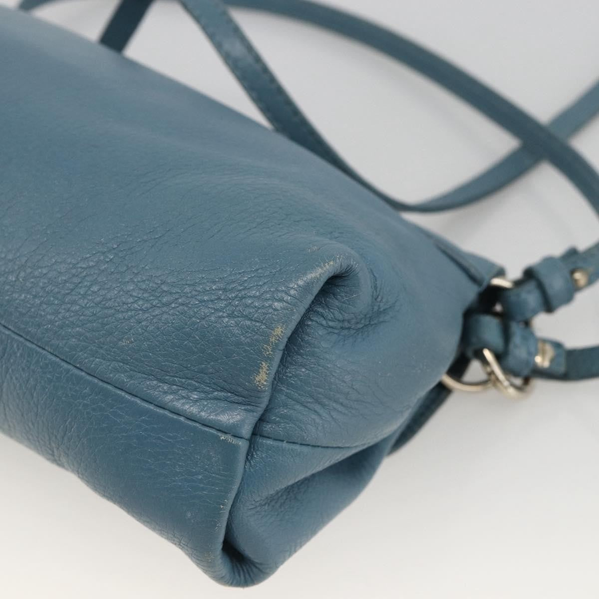 Chloe Lily Handbag Leather Blue Leather Handbag (Pre-Owned)