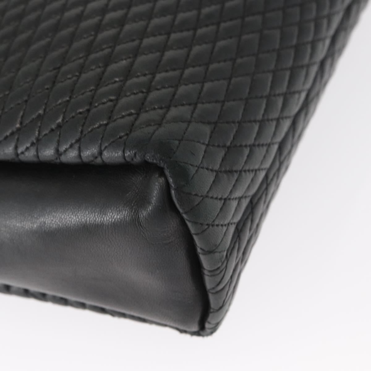 Bally Vintage Chain Shoulder Bag Quilted Leather Navy Leather Shoulder Bag Bag (Pre-Owned)