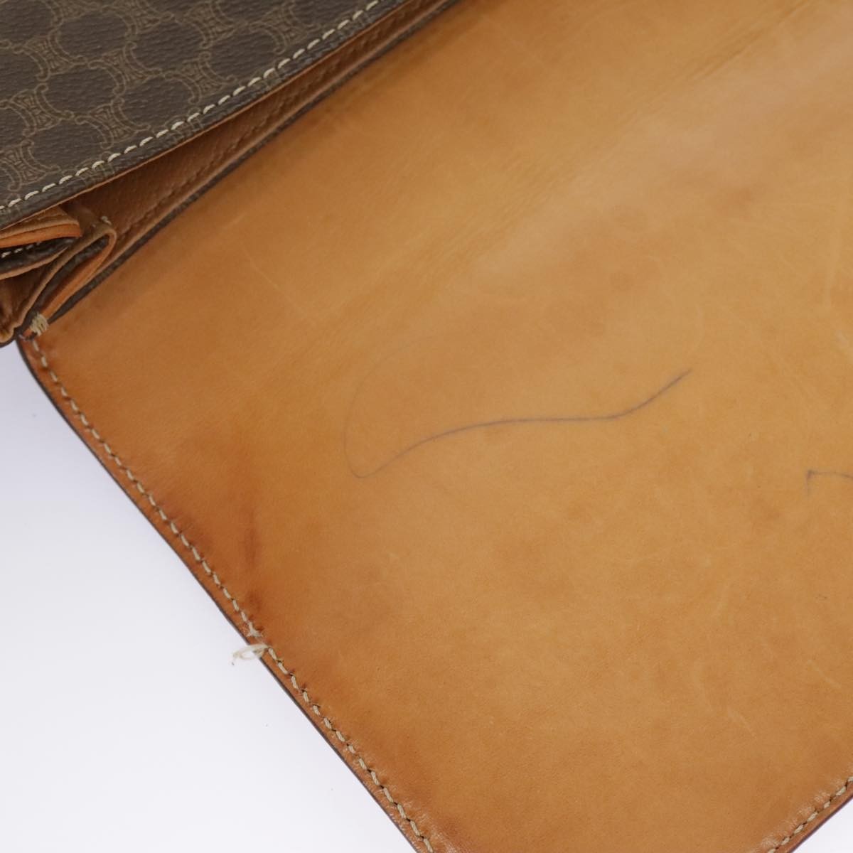 Celine Vintage Macadam Circle Logo Shoulder Bag Canvas And Leather Brown Canvas Shoulder Bag Bag (Pre-Owned)