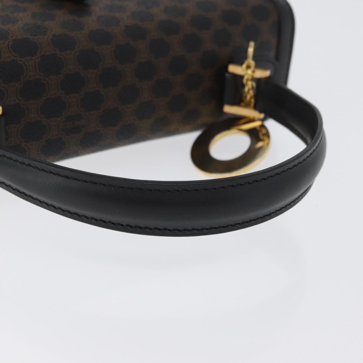 Celine Vintage Convertible Top Handle Bag Macadam Coated Canvas Black Canvas Handbag (Pre-Owned)