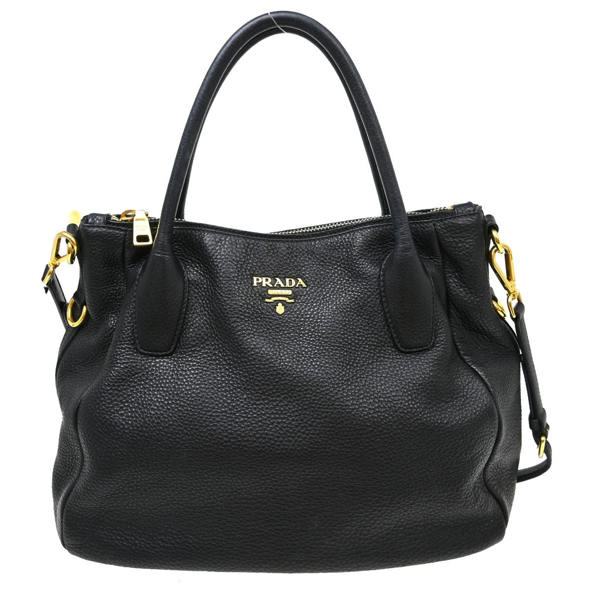 Prada Vintage Handbag Leather Black Leather Handbag (Pre-Owned)