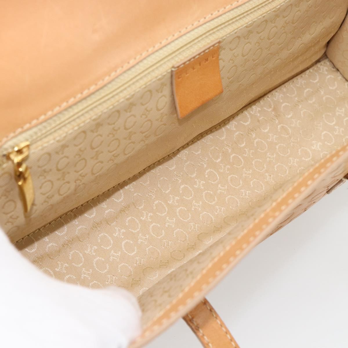 Celine C Macadam Handbag Canvas Beige Canvas Handbag (Pre-Owned)