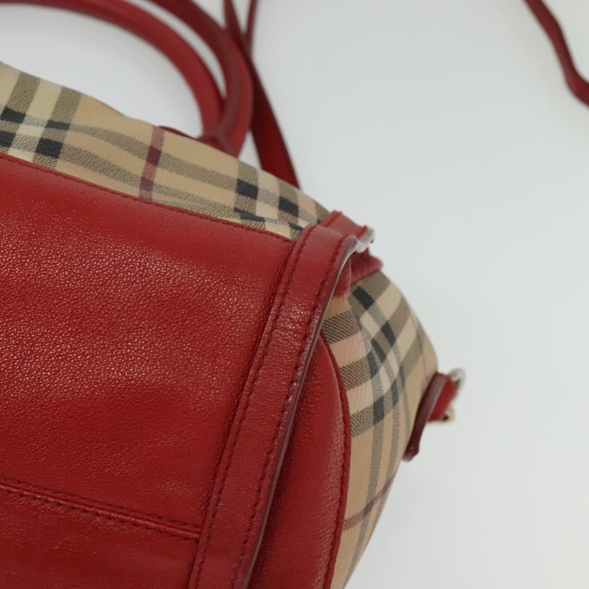 Burberry Pilgrim Satchel Haymarket Coated Canvas Beige Canvas Handbag (Pre-Owned)