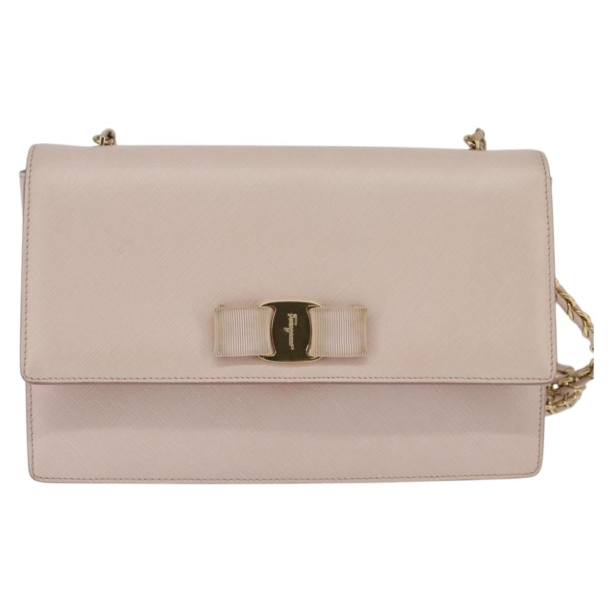 Salvatore Ferragamo Ginny Crossbody Bag Leather Pink Leather Shoulder Bag Bag (Pre-Owned)