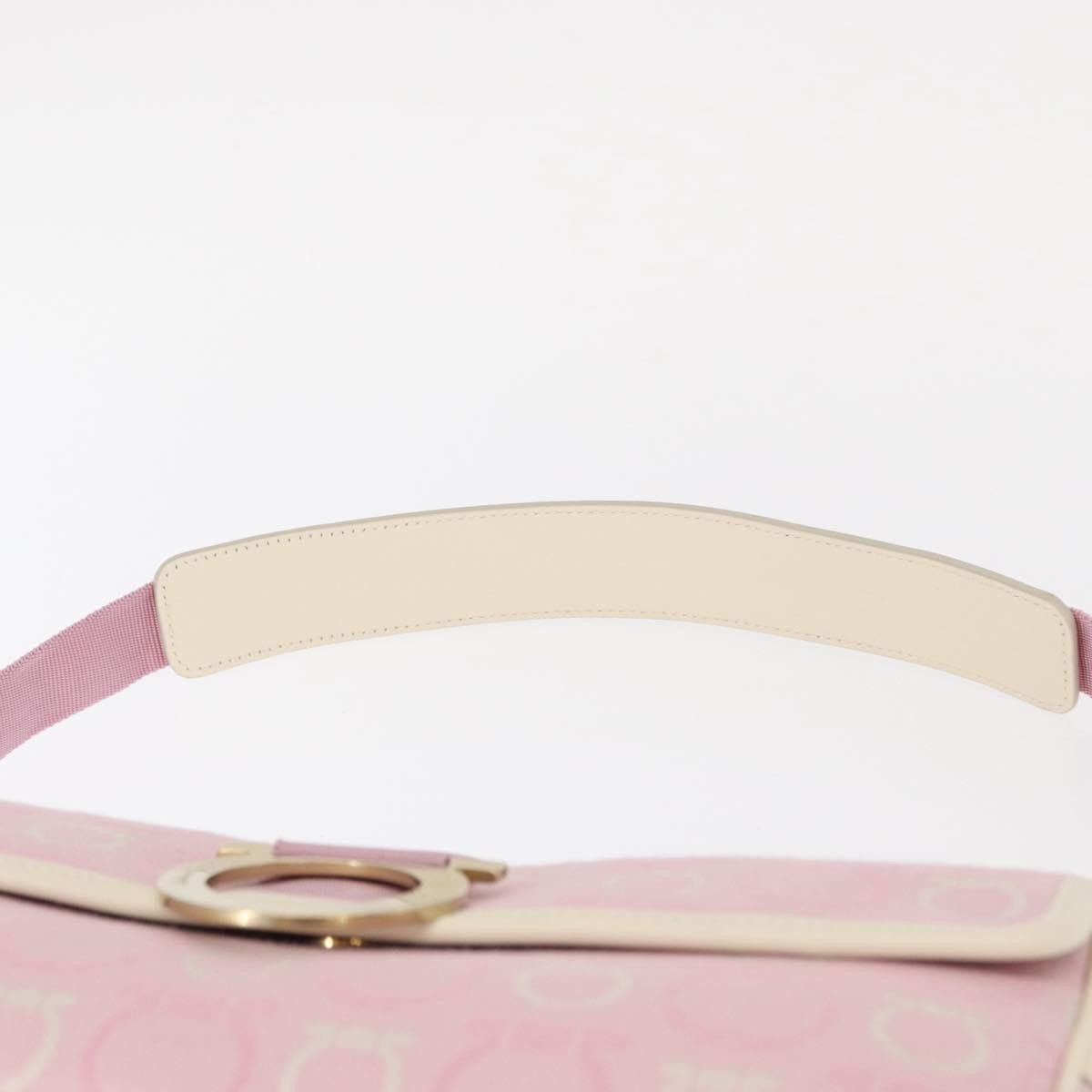 Salvatore Ferragamo Gancini Shoulder Bag Canvas Pink Canvas Shoulder Bag Bag (Pre-Owned)