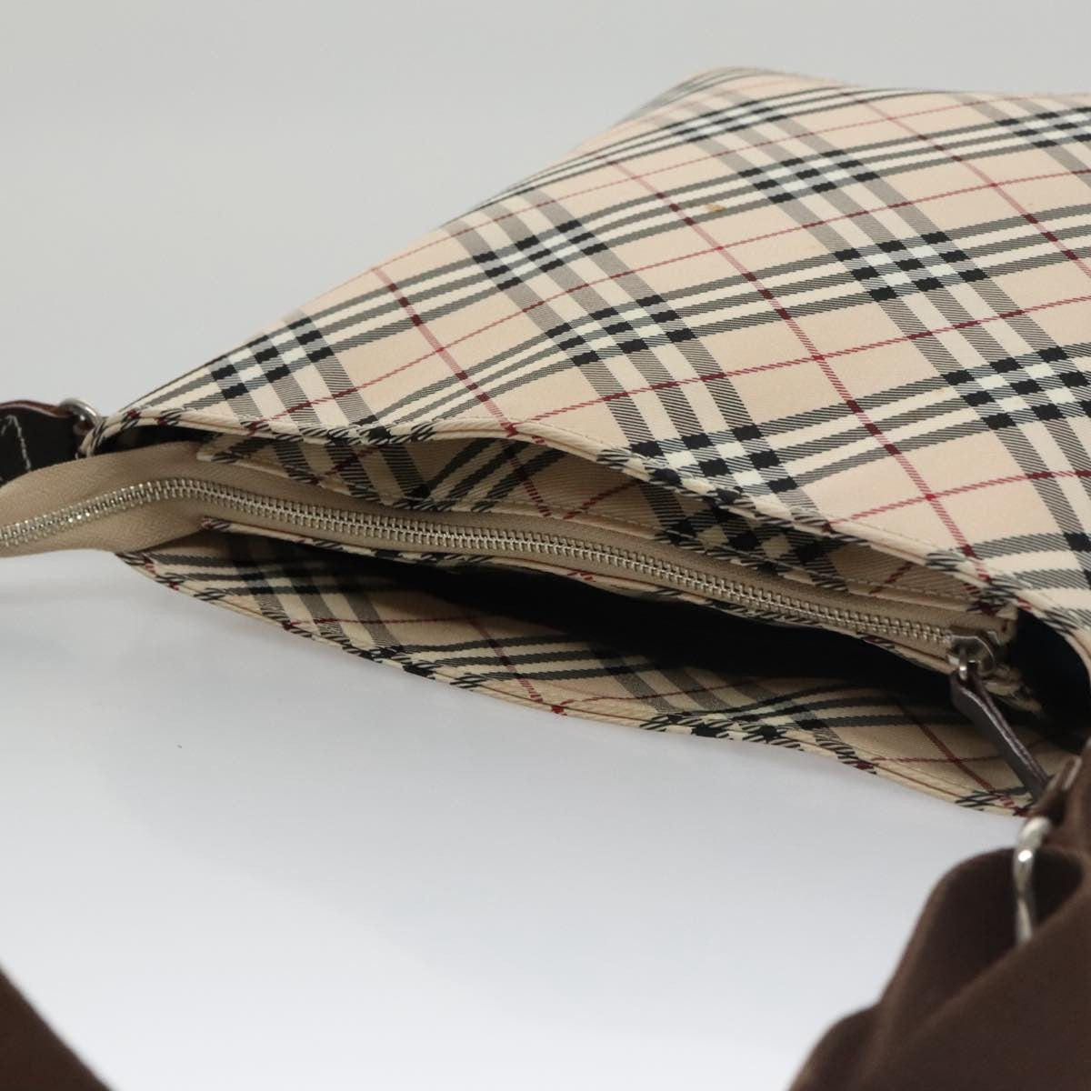 Burberry Nova Check Shoulder Bag Canvas Beige Canvas Shoulder Bag Bag (Pre-Owned)