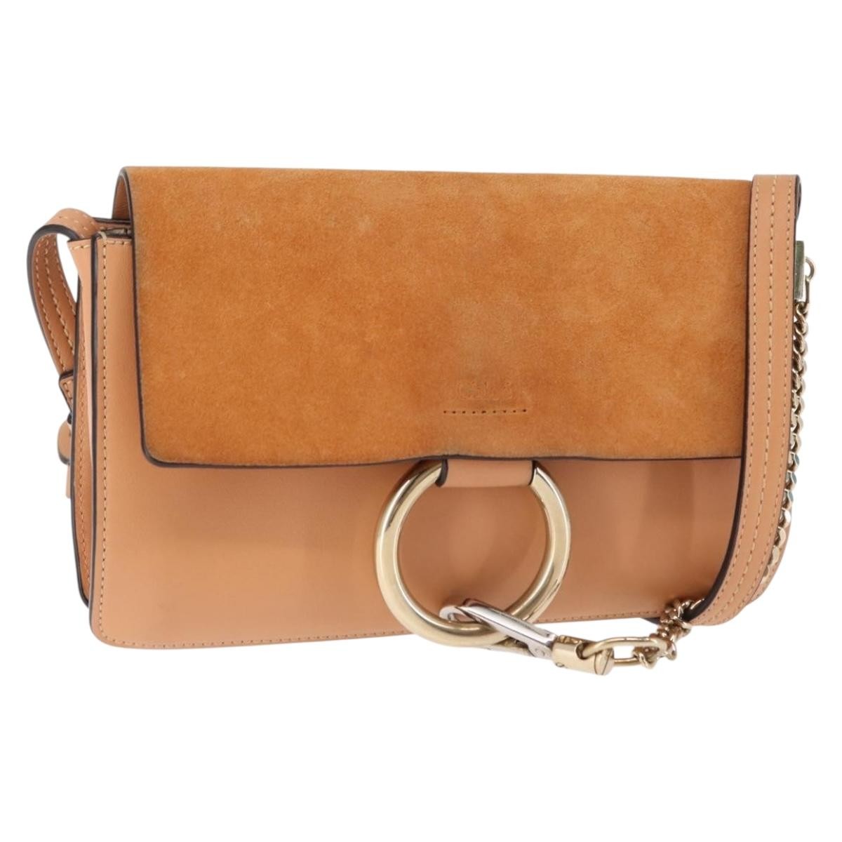 Chloe Faye Shoulder Bag Leather And Suede Beige Leather Bag (Pre-Owned)