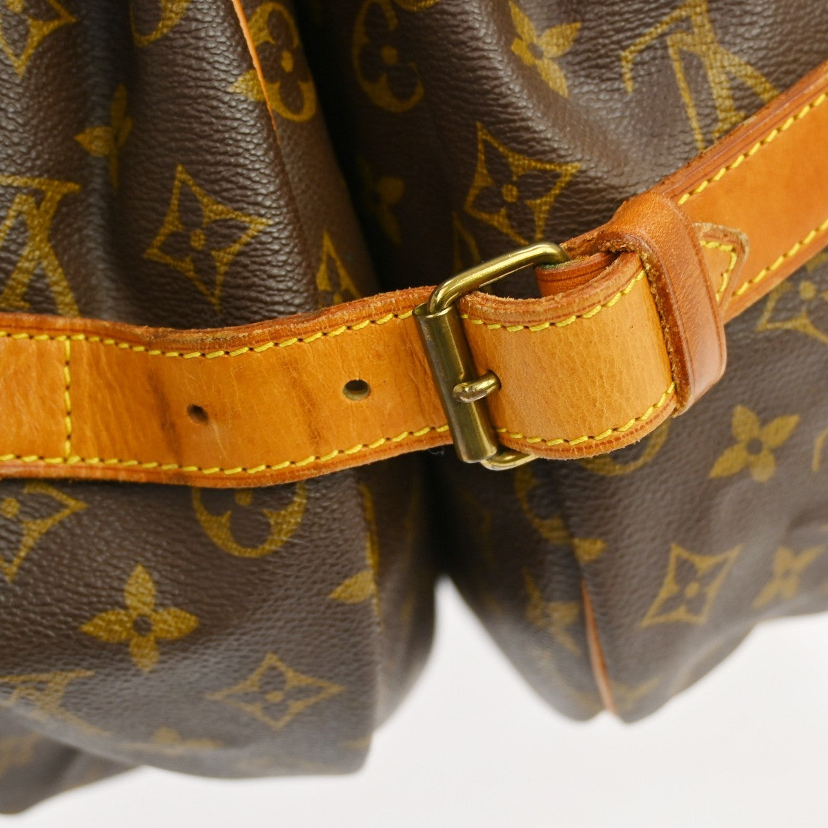 Louis Vuitton Saumur Handbag Monogram Canvas Brown Canvas Shoulder Bag Bag (Pre-Owned)