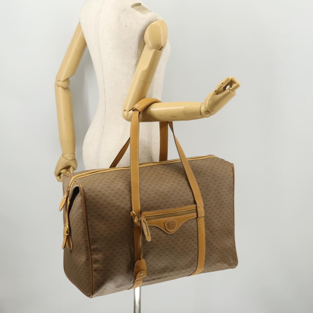 Gucci Vintage Travel Bag Gg Canvas Beige Pvc Travel Bag Bag (Pre-Owned)