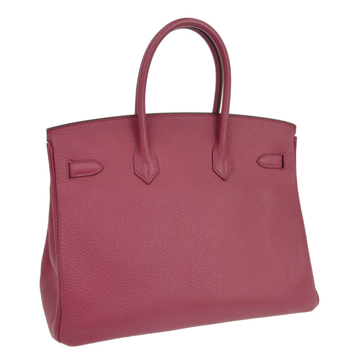 Hermes Birkin Handbag Pink Togo With Palladium Hardware Blue Leather Handbag (Pre-Owned)