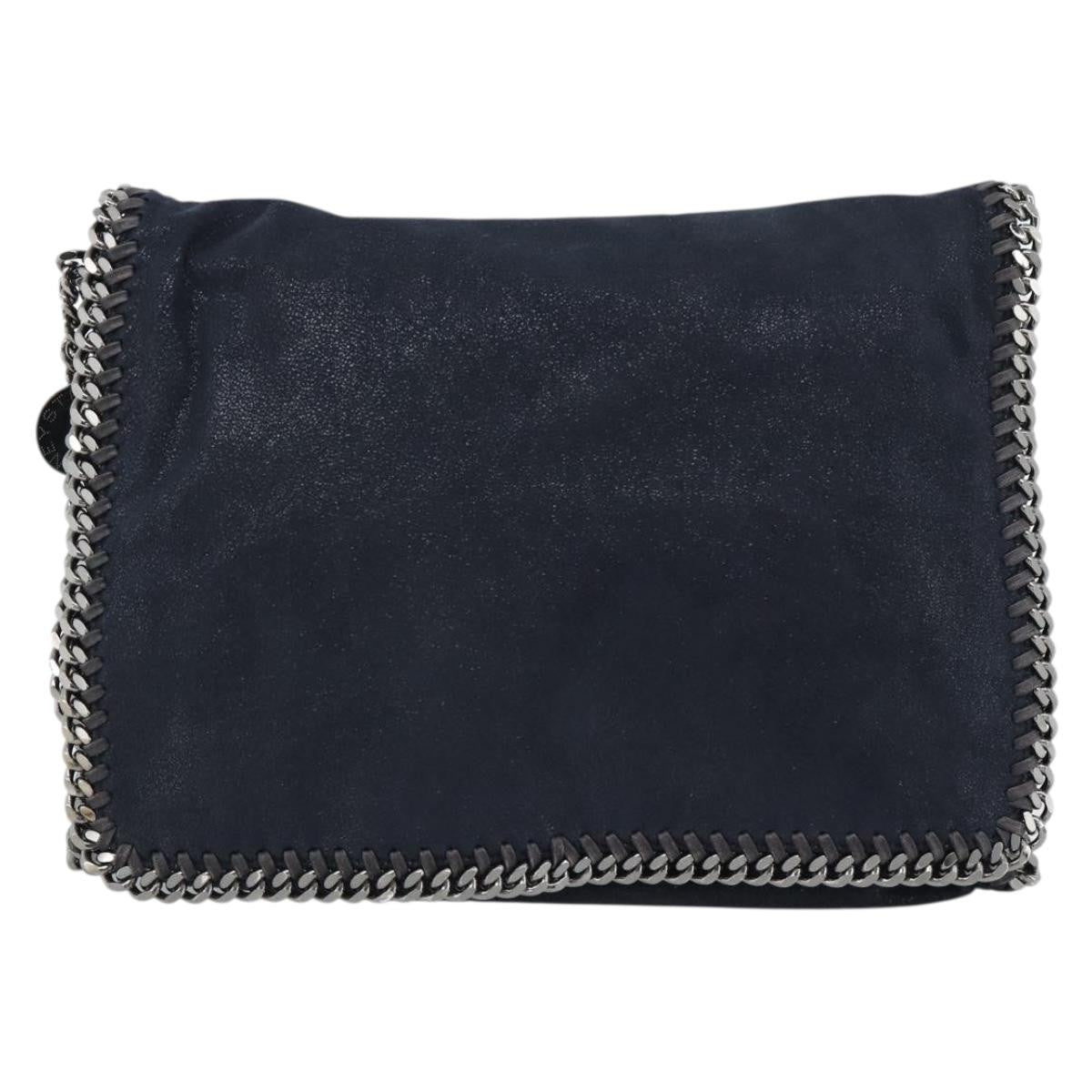 Stella Mccartney Falabella Fold Over Flap Crossbody Bag Shaggy Deer Navy Synthetic Shoulder Bag Bag (Pre-Owned)