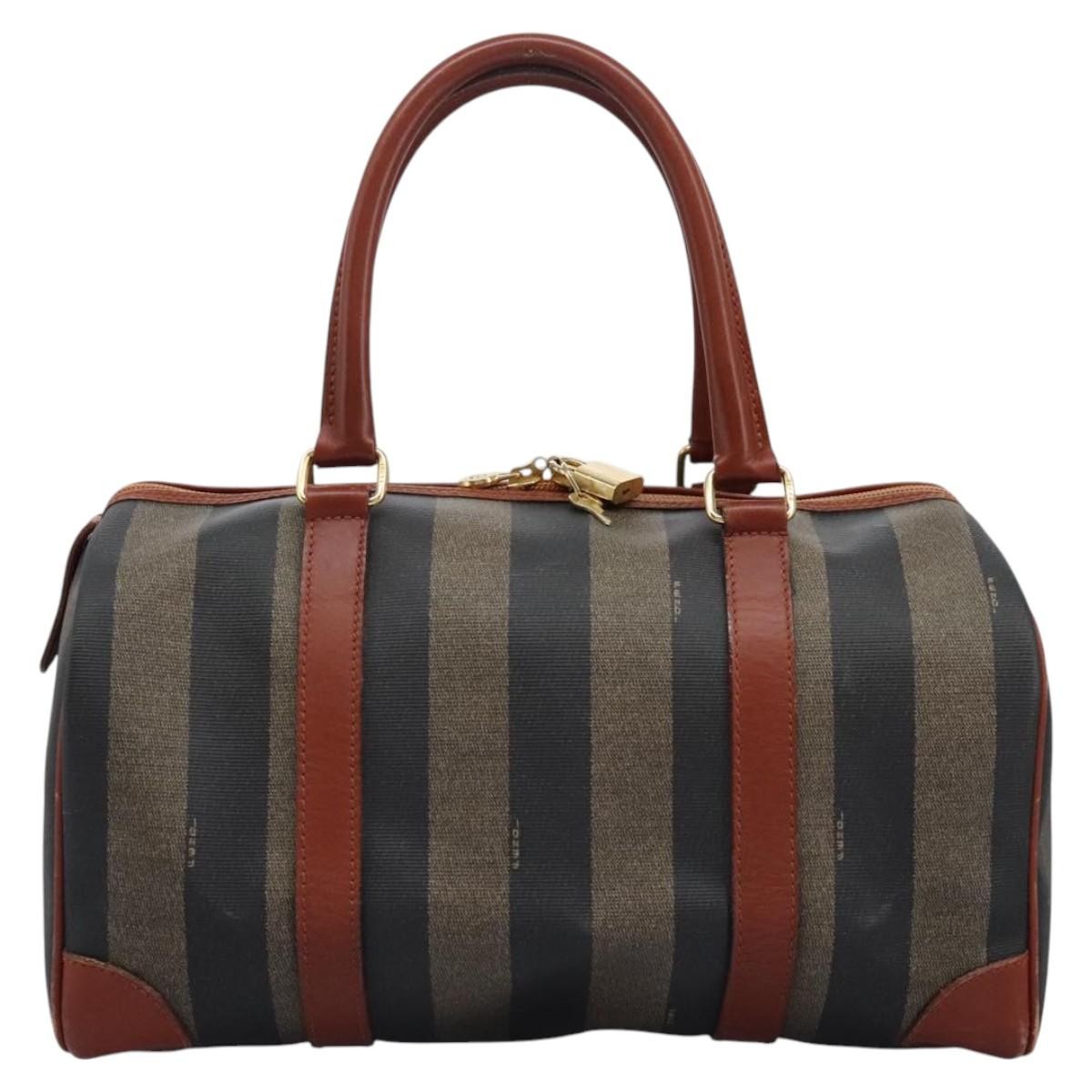 Fendi Vintage Pequin Convertible Boston Bag Coated Canvas Multicolour Canvas Travel Bag Bag (Pre-Owned)