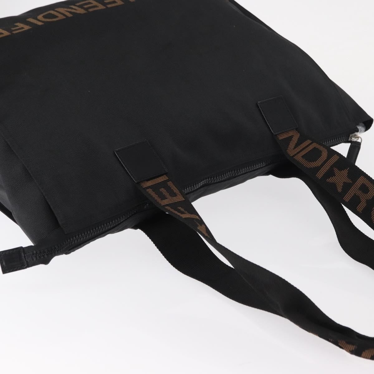Fendi Vintage Convertible Logo Weekender Nylon Black Nylon Tote Bag Bag (Pre-Owned)